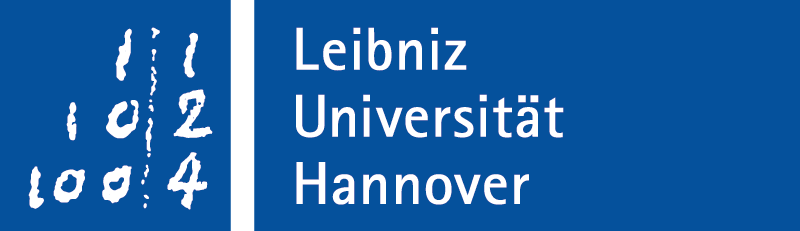 Logo der Leibniz Universität Hannover in blauer Farbe mit weißen Buchstaben
