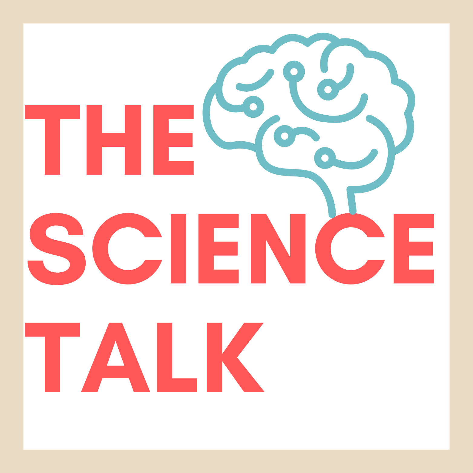 Ein Schriftzug mit einem Gehirn (Logo on The Science Talk)